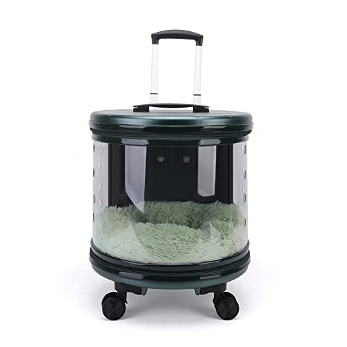 Pet Travel Trolley Case Leise Wheel Koffertasche mit eingebauter Matte für Katzen und Hunde Abschließbar Atmungsaktiv Transparent 360° Haustier Auto Sicher und Reisefreundlich