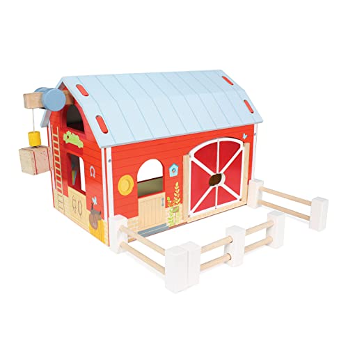 Le Toy Van – Bauernhof & Tiere-Sammlung aus Holz, Rote Scheune | Pädagogisches Rollenspiel | Für Mädchen & Jungen | Geeignet für Kinder ab 3 Jahren