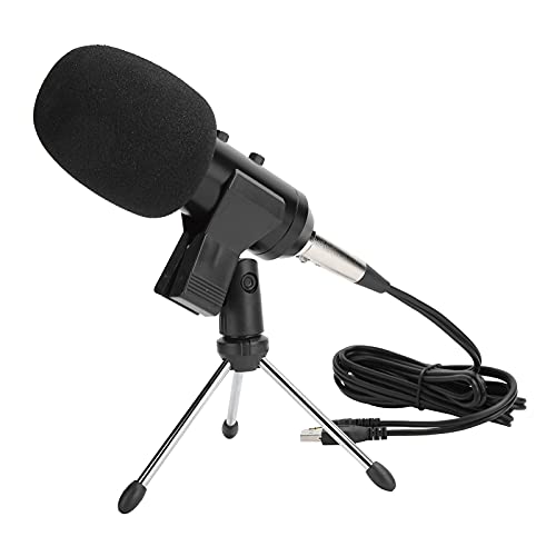 ciciglow Kondensatormikrofon, USB-Desktop-Mikrofon Plug and Play PC/Telefon-Mikrofon-Aufnahme-Mikrofon-Kit mit Stativ für Professionelle Studio-Übertragungen(Schwarz)