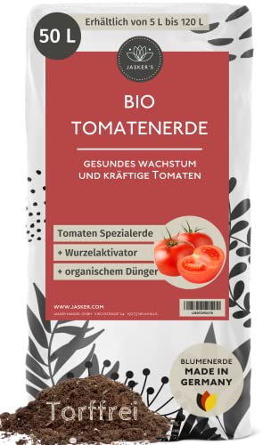 Bio Tomatenerde 50 L - 100% Torffreie Bio Erde - Mit Dünger und Wurzelaktivator - Blumenerde Tomaten und Gemüseerde - Tomatenerde torffrei - Hochbeeterde Bio