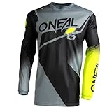 O'NEAL | Motocross-Jersey Langarm | MX Enduro | Gepolsterter Ellbogenschutz, V-Ausschnitt, atmungsaktiv | Element Jersey Racewear V.22 | Erwachsene | Schwarz Grau Neon-Gelb | Größe S