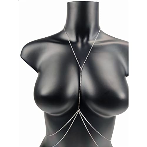 QZH Taille Kette Körperschmuck Sexy Brustkette Bikini Bauchkette für Frauen Kreuz Taille Ketten Bodysuit Weibliche Mädchen Strand Frau (ARG