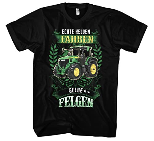 Gelbe Felgen Herren T-Shirt | Bauer Tshirt - Landwirt Tshirt Herren - Traktor - Spruch - Landwirt Geschenk | Schwarz (3XL)