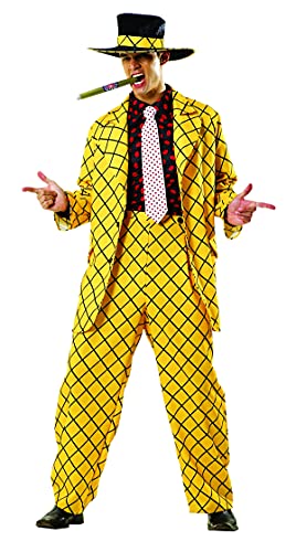 Foxxeo Gelb Kariertes Zuhälter Kostüm für Herren - Größe M-XL - für Fasching Karneval Junggesellenabschied - Größe: M-L