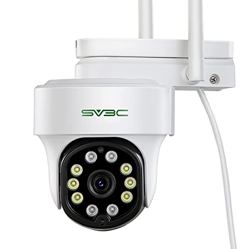 SV3C Überwachungskamera Aussen WLAN, 1080P PTZ Schwenkbar Außenkamera, WiFi IP Kamera Outdoor mit Flutlicht, Automatische Verfolgung, Vollfarb Nachtsicht, Bewegungserkennung, Zwei-Wege Audio, Onvif