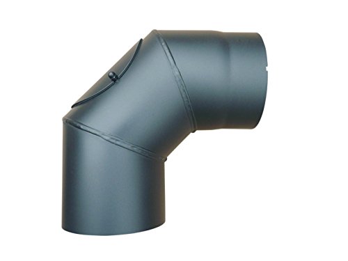 Uni-Knie 90° Winkel Ø 150 mm Senotherm® - Wandstärke 2 mm - hitzebeständig lackiert - Rauchrohrbogen, Ofenrohr-Bogen in der Farbe gussgrau - mit Tür