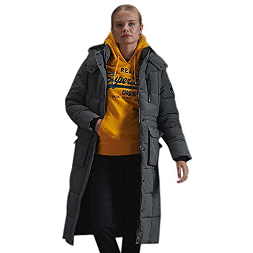 Superdry Damen Longline Everest Coat Mantel, Schiefergrau, S