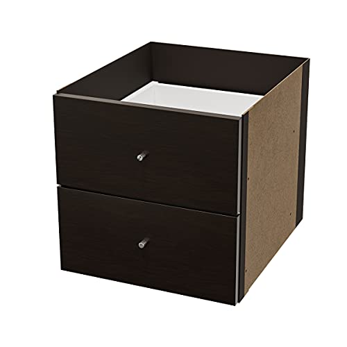 IKEA KALLAX Einsatz mit 2 Schubladen in schwarzbraun; (33x33cm); Kompatibel mit EXPEDIT
