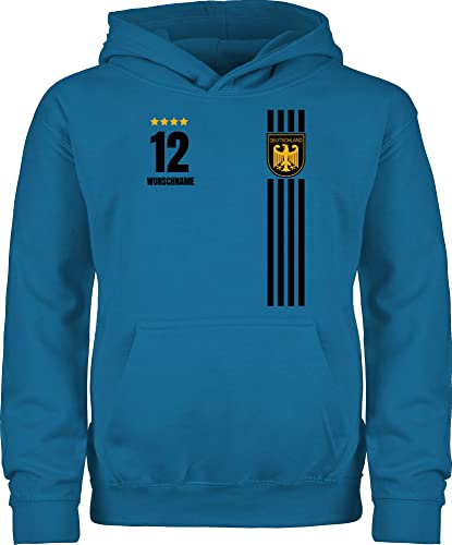 Fussball WM 2022 Fanartikel Kinder - Trikot Style Deutschland - 152 (12/13 Jahre) - Himmelblau - JH001K JH001J Just Hoods Kids Hoodie - Hoodie Kinder Pullover für Mädchen und Jungen