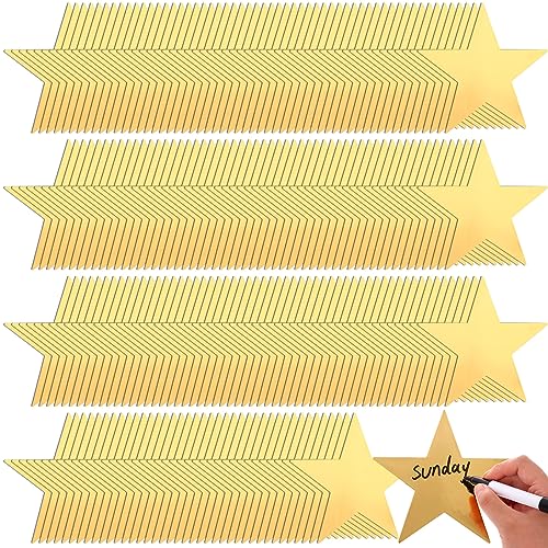 300PCS Gold Star Cutouts Double Printed Paper Stars Decoration Glitter Star Cutouts Cardboard Stars for Bulletin Board Classroom Wall Party Decoration Supply, 6 Inch