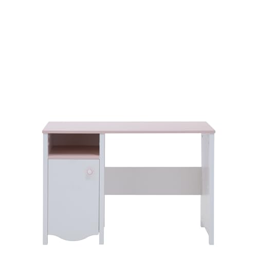 lenart | Schreibtisch MIA | Für Mädchen | Schrank mit Regal | Nische unter der Tischplatte | Vielseitig verwendbar | Hohe Qualität | Breite: 110 cm | Farbe: Weiß-Rosa