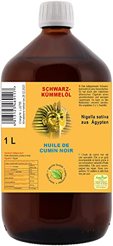NaturGut Schwarzkümmelöl 100% naturrein und kaltgepresst Nigella Sativa aus Ägypten 1L Ägyptische Schwarzkümmel-Öl Pure Qualität