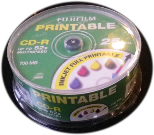 Fujifilm P10DCRCA14A CD in weiß CD-R 700 MB 25 – CD-RW (CD-R, 700 MB, 25 ÷ 120 mm, 80 min, Polycarbonat)