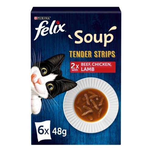 Felix - Soup Cat Food Tender Strips Farm Selection Katzenfutter, 6 x 48 g (8 Stück)