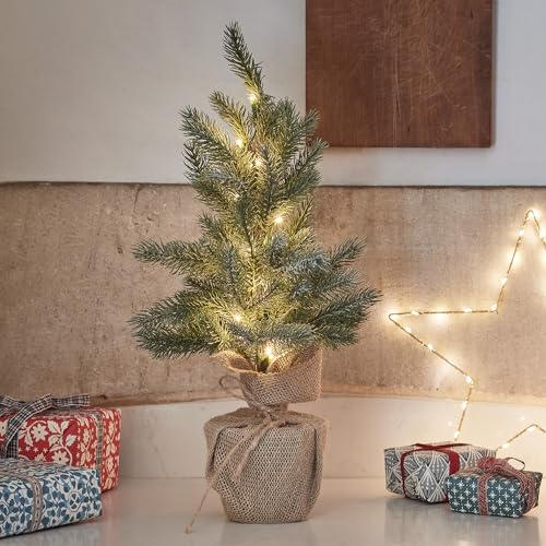 Lights4fun 15er LED Mini Weihnachtsbaum Künstlich Tannenbaum warmweiß Timer batteriebetrieben