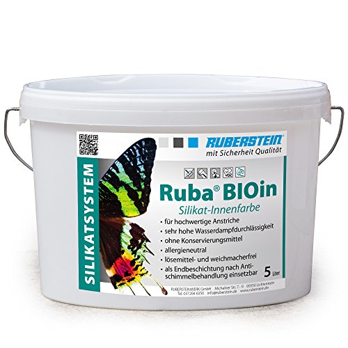 Ruberstein® Ruba BIOin, Silikatfarbe innen, 5l, weiß, für Allergiker, Anti-Schimmelfarbe