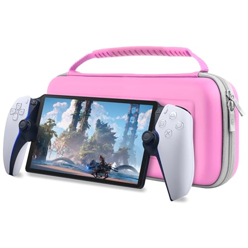 Orzly Pinkfarbene Tragetasche für Playstation Portal Remote-Player für PS5-Konsole mit Zubehör, Reise- und Aufbewahrungsschutz für Headset-Ladegerät und mehr