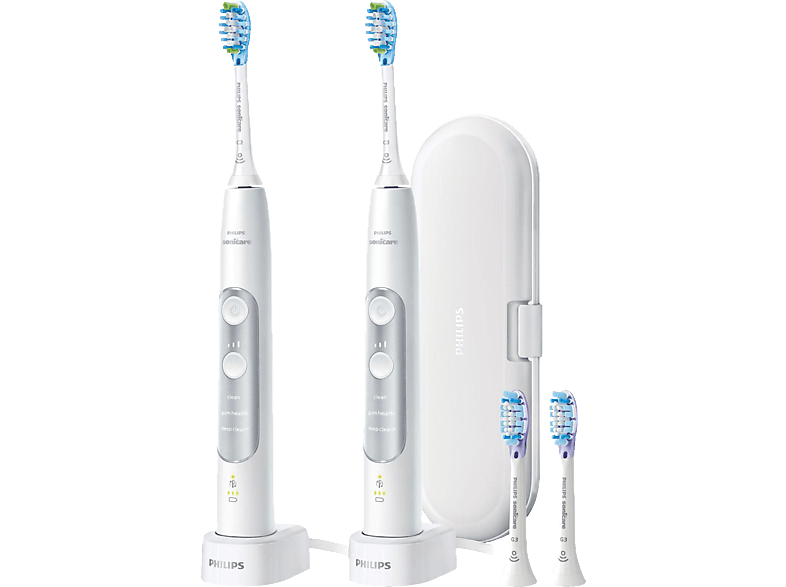 PHILIPS Sonicare HX9611/19 ExpertClean 7300 Elektrische Zahnbürste Weiß/Silber, Reinigungstechnologie: Schalltechnologie