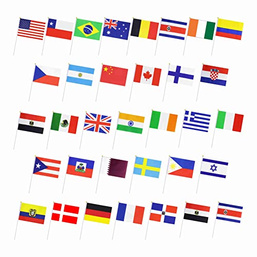 Ckexin 100 Country Stick Flaggen kleine Mini International World Hand Held Flag