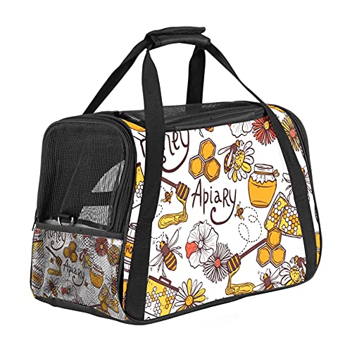Bennigiry Transporttasche für Hunde und Katzen, mit 3 offenen Türen und verstellbarem Schultergurt, für Reisen, Sicherheit, Komfort für Katzen, Hunde, Honig