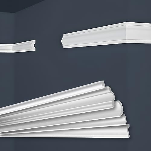 Marbet Deckenleisten aus Styropor XPS - Hochwertige Stuckleisten leicht & robust im modernen Design - (50 Meter Sparpaket E-18-19x38mm) Zierleisten