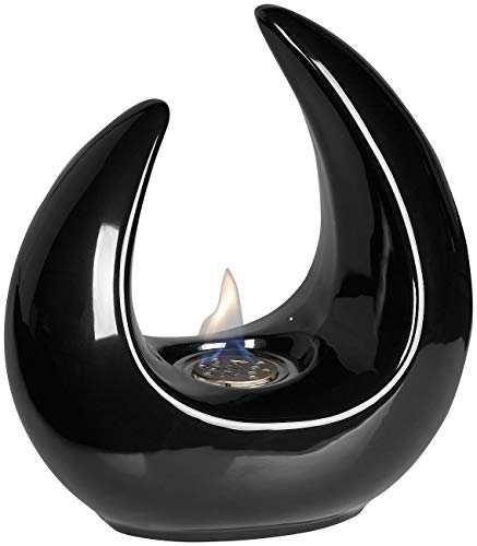 Carlo Milano Design-Deko-Tischfeuer für Bio-Ethanol, Keramikgehäuse, 53 ml, schwarz