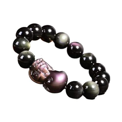 ECOLFE Armband, Geschenke für ihn, Piyao-Armband, natürlicher Regenbogen-Augen-Perlenkristall, Abwehr böser Geister, Talisman, Wohlstand, 16 mm (Color : Rainbow_18mm)