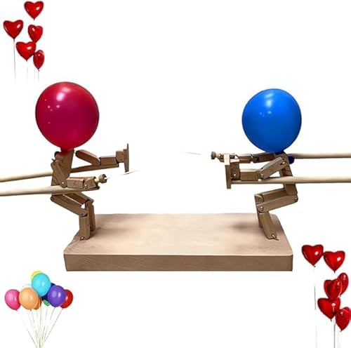 YANGYANGDA Handgefertigte Holzzaunpuppen, Luftballon-Bambus-Mann-Kampf, Ballon-Partyspiele, schneller Ballonkampf, Partyspiele, Holzkämpfer mit Ballonkopf (1 Set)