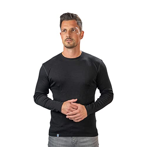 Alpin Loacker Merino Langarmshirt Herren 230g/m - Das Premium Merinowolle Longsleeve Shirt aus 100% Wolle, Thermounterwäsche, Funktionsshirt, Wandershirt, Unterhemd (Schwarz, L)