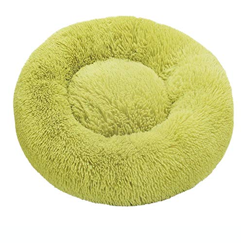 Pet Dog Puppy Cat Fleece Warm Bed House Plush Cozy Nest Mat Pad Pet House Bed Sofa Sleeping Bag Winter Nest Kennel Dogs Pad Pet,Lemon Green,S-Diameter 50cm