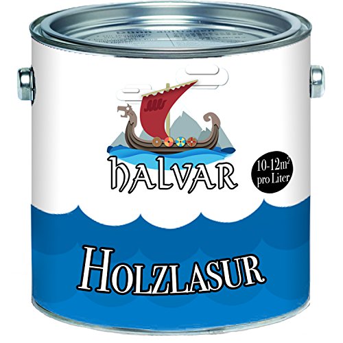 Halvar Holzlasur skandinavische Lasur wetterfest - atmungsaktiv - Lichtbeständig - aromatenfrei - tropfgehemmt - UV-beständig in 12 Farbtönen Außen-Lasur Holz-Schutz Holz-Öl (1 L, Teak)