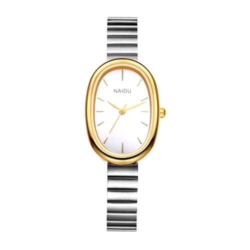 Lancardo Ovale Edelstahl-Armbanduhr: Analoge Quarzuhr für Damen, verstellbares Gliederband, leicht zu lesen, Damenuhren, Muttertag