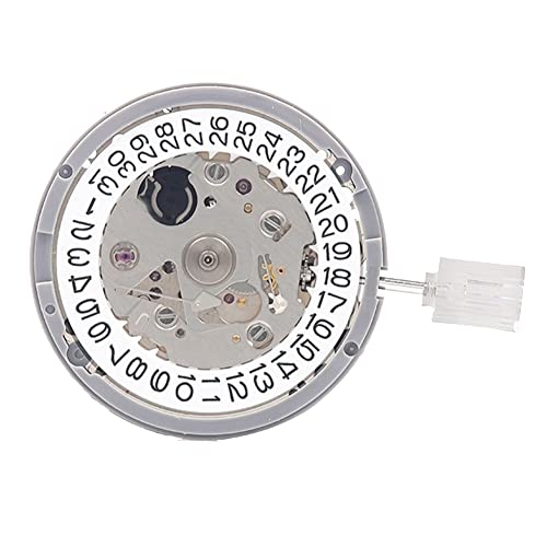 TPPIG 1 Stück NH35/NH35A 3 O'Clock weißes Kalender-Uhrwerk Hochpräzise mechanisches Automatik-Uhrwerk Teile Zubehör, silber