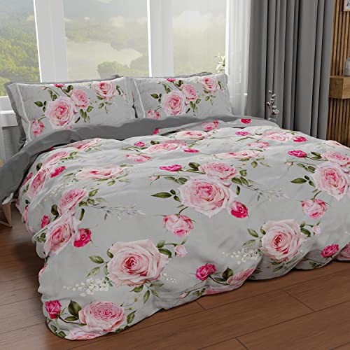 Bettbezug für Doppelbett, Bettbezug, Bettbezug und Kissenbezüge, Bettbezug, 100 % Made in Italy, Floral