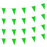 AuTop Solide grüne Wimpelgirlande, dreieckig, Wimpelkette, Dekoration für große Eröffnung, Geburtstagsparty, Festival, Feier, 30 m