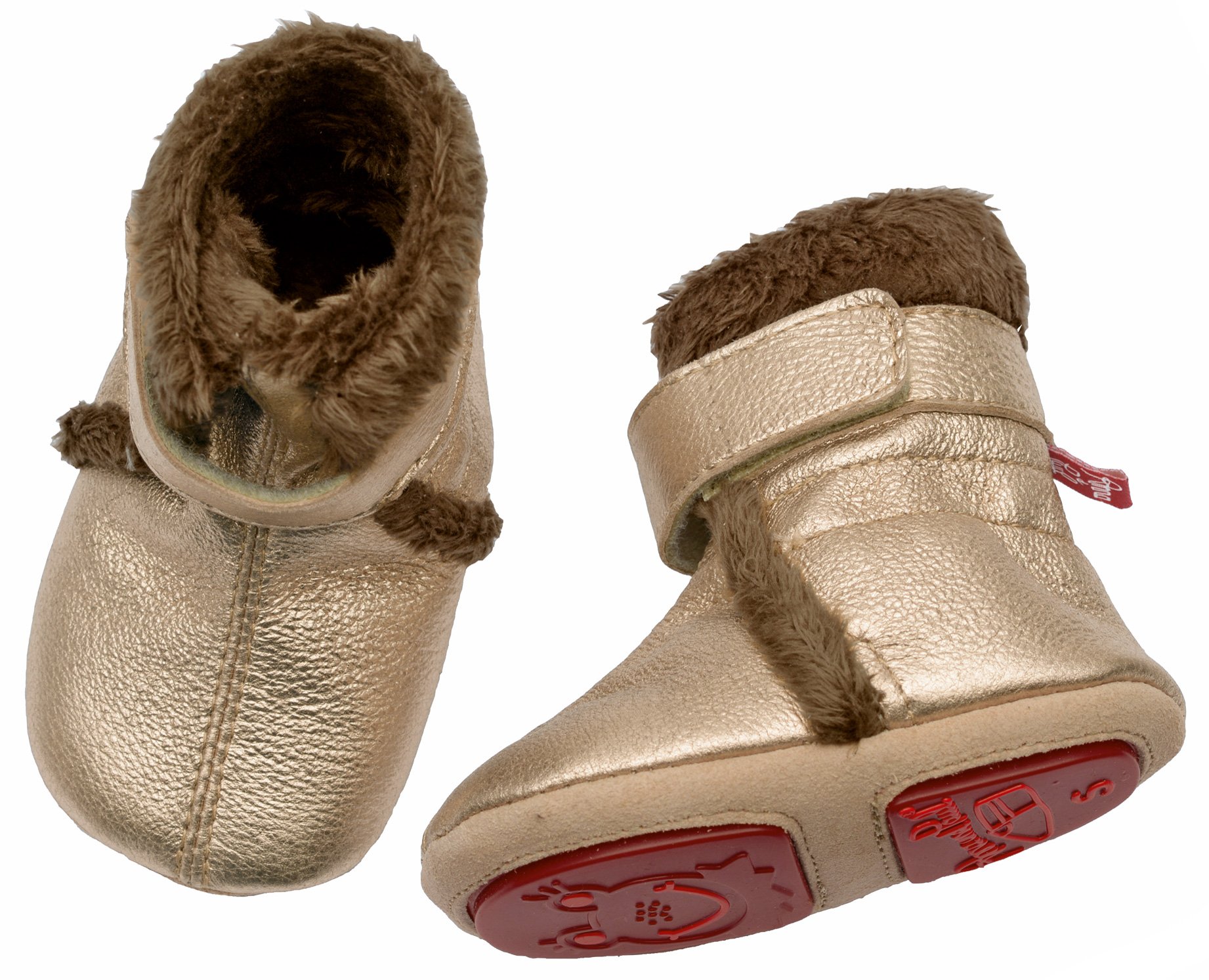 Anna und Paul Krabbelschuhe Lauflernschuhe gefüttert - Eskimo gold mit Gummisohle (L 22 - ca 14.1 cm - 16-22 Monate)