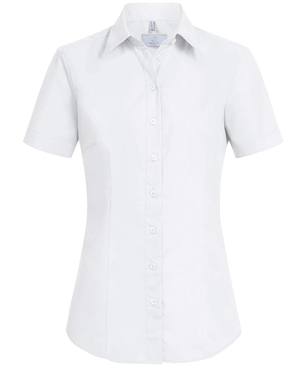 Greiff Größe 52 Corporate Wear Basic Damen Bluse Halbarm Regular Fit Weiß Modell 6516