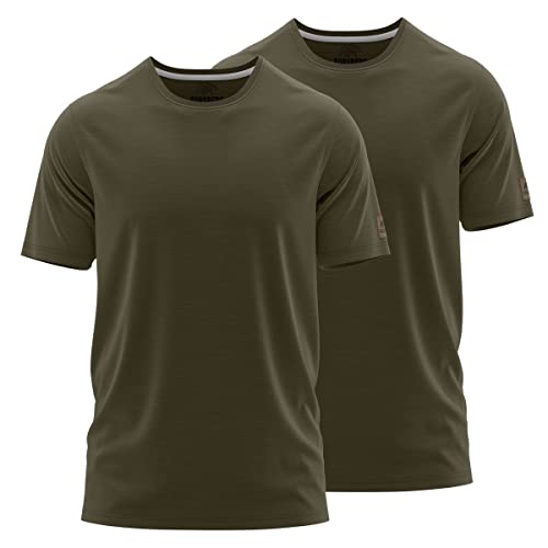FORSBERG T-Shirt Doppelpack zum Sparpreis einfarbig Rundhals hochwertig robust bequem guter Schnitt, Farbe:dunkeloliv, Größe:L