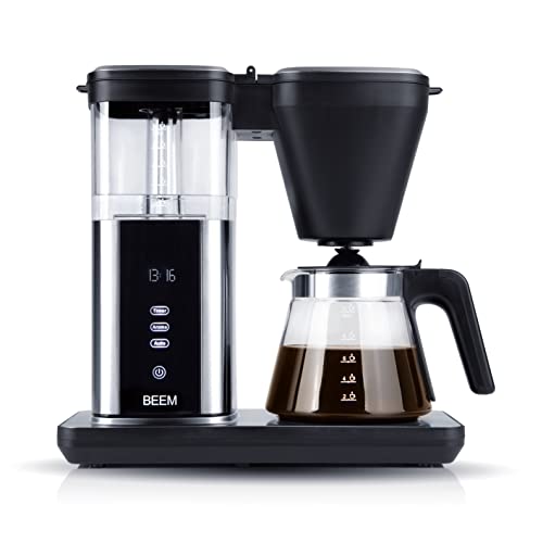 BEEM DIRECT-BREW Filterkaffeemaschine - Glas | 1,25 l Glaskanne für bis zu 10 Tassen | Aroma-Plus-Funktion & Warmhaltefunktion | 24H-Timer | Digitales Touch-Display | Optimale Brühtemperatur 92-96 °C