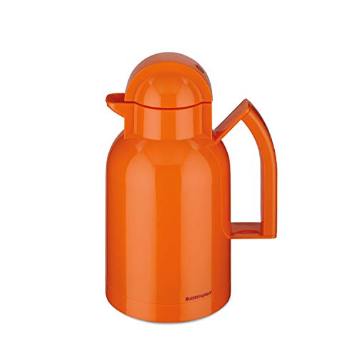 ROTPUNKT Isolierkanne 250 ANA 1,0 l | Zweifunktions-Drehverschluss | BPA Frei- gesundes trinken | Made in Germany | Warm + Kalthaltung | Glaseinsatz | electric clementine