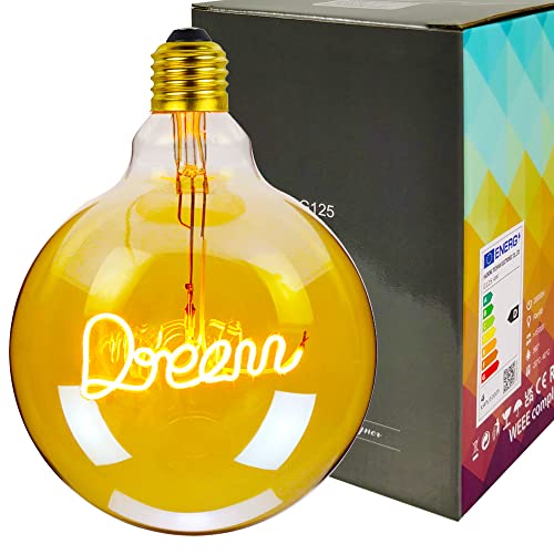 YANUODA Vintage Led Glühbirne G125 Big Globe 4W Dimmbares Alphabet Filament Anhänger Tischlampe Glühbirne Dekorative Glühbirnen 220 / 240V E27 (Dream)