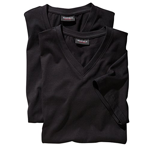Redfield 2er-Pack XXL T-Shirts schwarz V-Ausschnitt, Größe:2XL