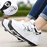 nnn Sportschuhe Skateboard Outdoor Gymnastik Turnschuhe Jungen Mädchen Freizeitschuh Schuhe Mit Rollen Drucktaste Einstellbare Skateboardschuhe Für Kinder Mädchen Junge Erwachsene,White1-36