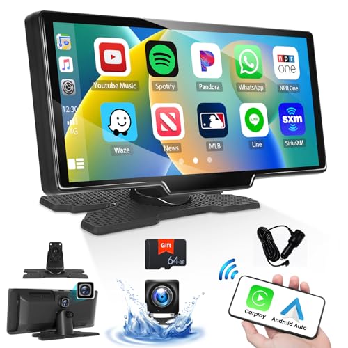 9,3 "HD Touchscreen Autoradio Stereo mit Wireless Carplay Android Auto, Bluetooth 4,0 Freisprecheinrichtung, Autoradio mit Navigation/1080P Frontkamera & Rückfahrkamera/Nachtsicht/FM-Sender/DVR