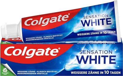 Colgate Zahnpasta Sensation White, 12 x 75 ml - Zahncreme für weißere Zähne, erfrischt den Atem