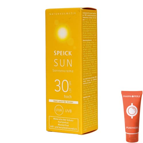 Speick Sun Sonnencreme LSF 30, 1x 60 ml I für Gesicht und Körper I Feuchtigkeitsspendend I 100% natürlich-mineralischer Sonnenschutz I Spar-Set plus Pharma Perle give-away