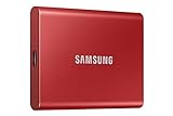 SAMSUNG T7 1TB, tragbare SSD, bis zu 1050 MB/s, USB 3.2 Gen2, Gaming, Studenten & Profis, externes Solid State Drive (MU-PC1T0R/AM), rot