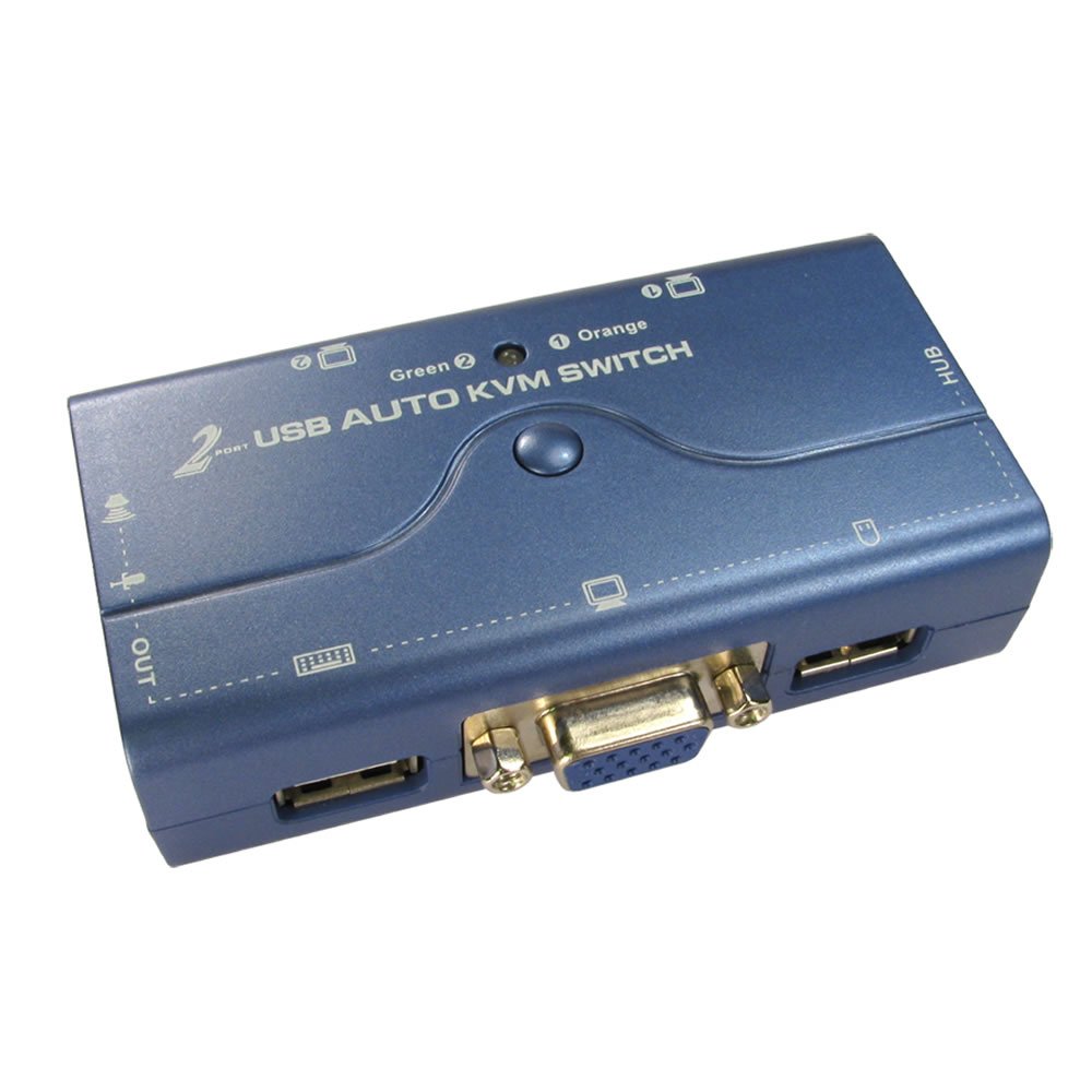 kenable Kompakt 2 Port USB KVM Umschalter Soho Mit Kabel 1 User 2 PCs