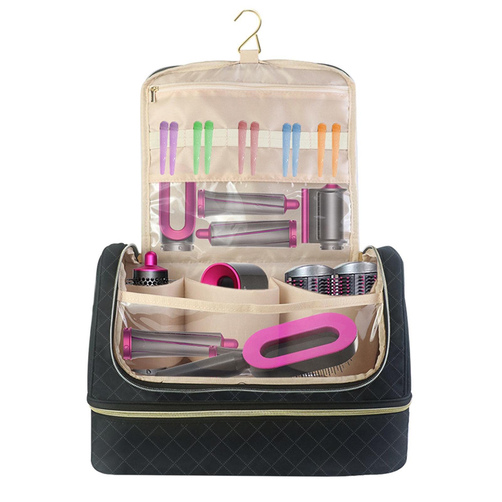 Kosmetiktasche - Make-up-Pinseletui mit 4 Trennwänden - Make-up-Tasche mit großer Kapazität für bequemes Reisen und Transport, Geschenke für Frauen und Mädchen Delr