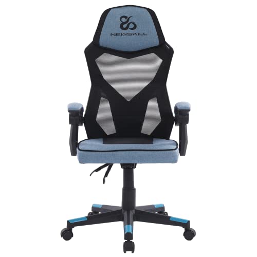 Newskill Gaming Chair Eros Atmungsaktiver Stoff, Netzrückenlehne, Schreibtischstuhl, Höhenverstellbar, Feste Armlehnen, Ergonomisch, Integrierte Kopfstütze, Bis zu 150kg, Farbe Blau